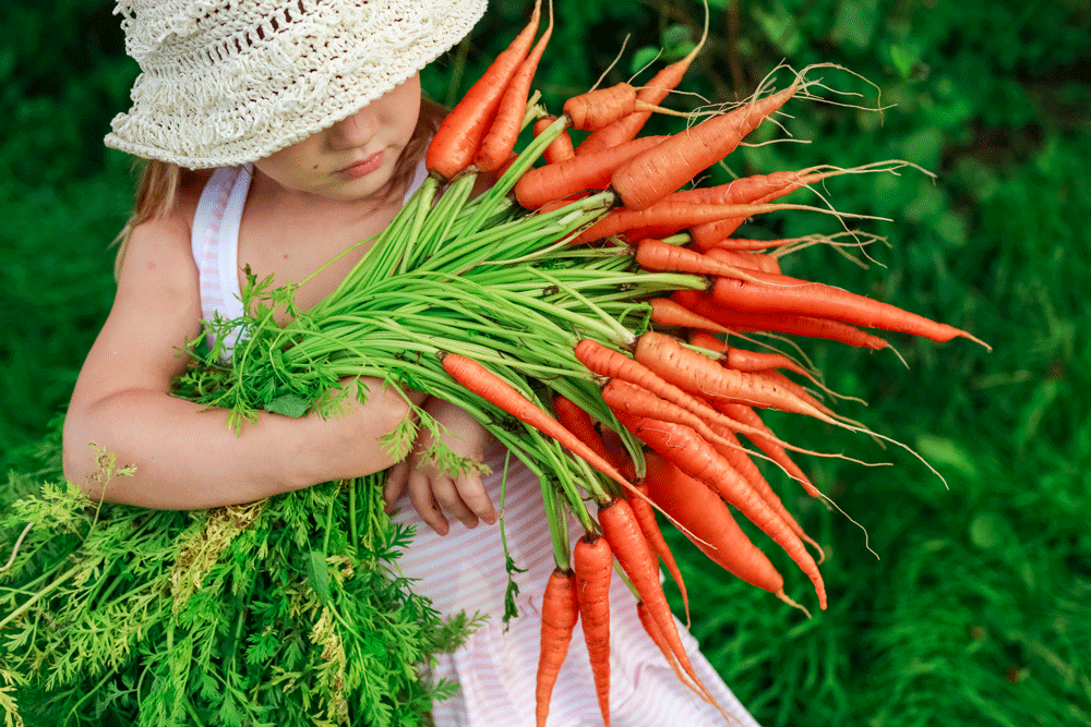 children and carrots