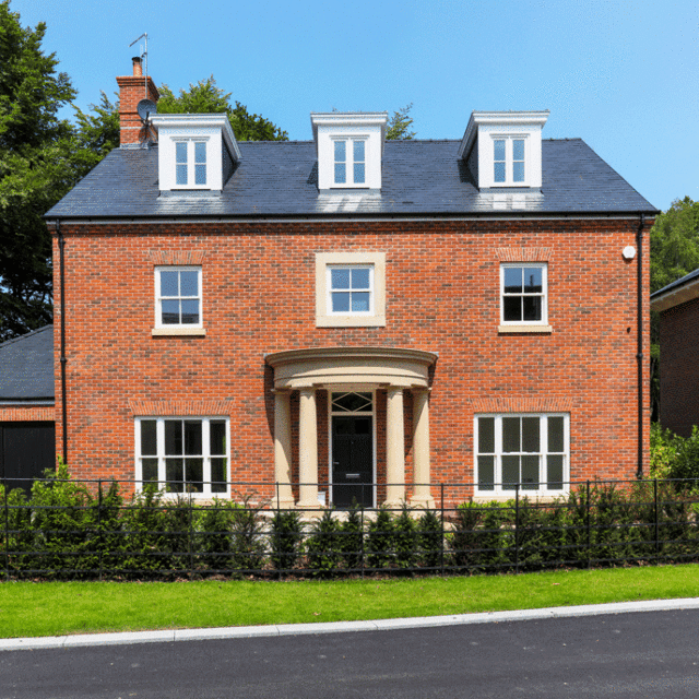 residential development with cast stone portico