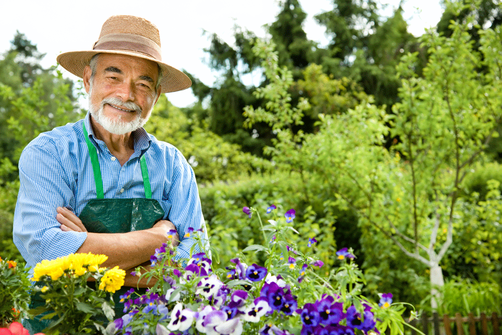 Male gardener smiling