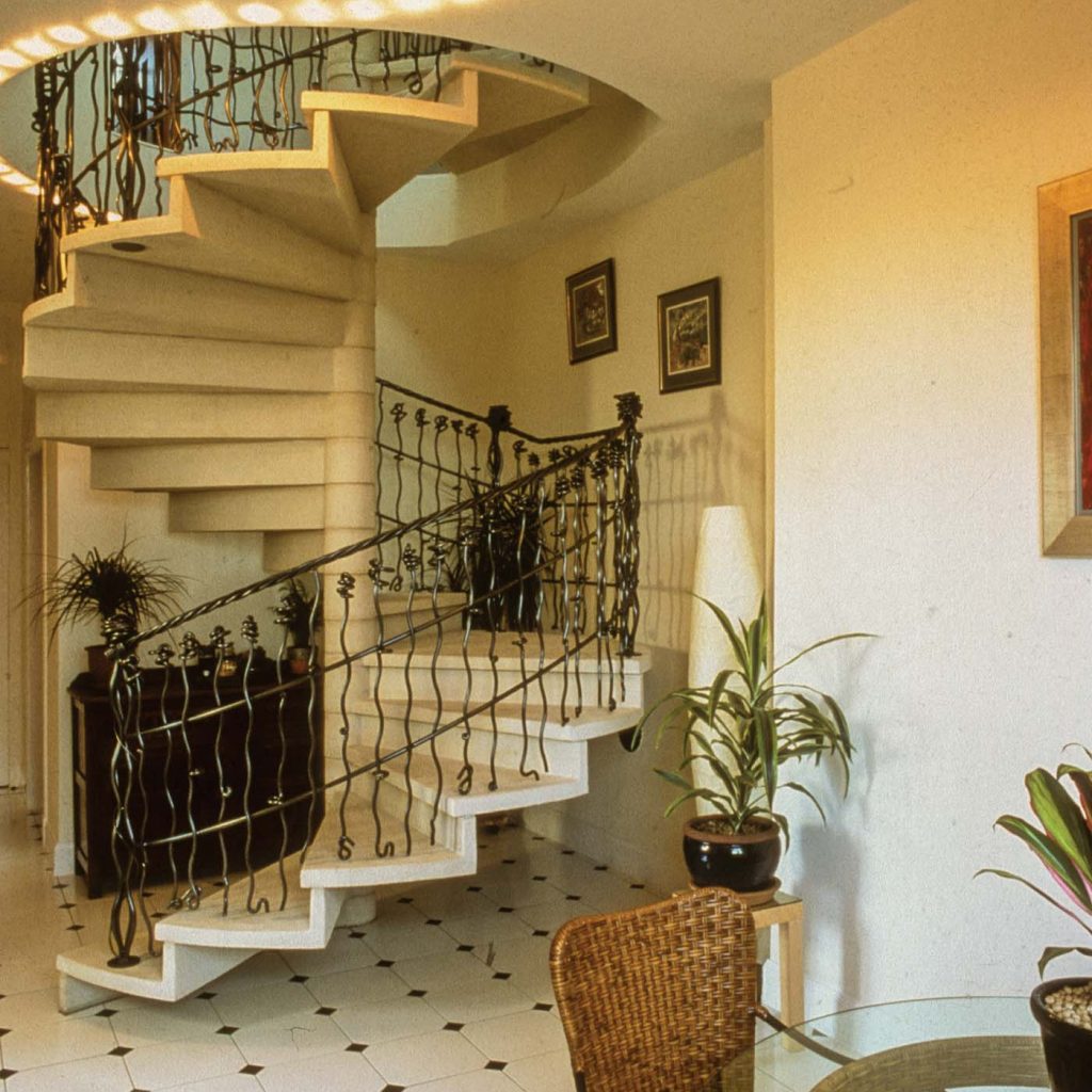 cast stone steps indoors in white by haddontstone