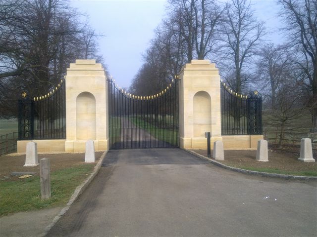 A photo of the new gates at tyringham hall